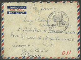 BRAZIL: Cover Posted By A Brazilian Soldier In The UNO Emergency Forces In EGYPT On 29/JA/1957, To His Family In Rio, Wi - Cartes-maximum