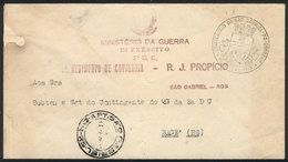 BRAZIL: Cover Sent From Sao Gabriel (RGS) To Bagé In DE/1959, With Military Free Frank, Interesting! - Cartes-maximum