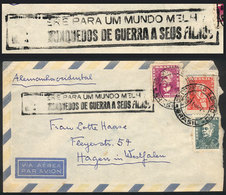 BRAZIL: Airmail Cover Sent From Porto Alegre To Germany On 18/NO/1960, With Interesting Rectangular Handstamp Against Wa - Cartoline Maximum