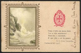 BRAZIL: RED CROSS, Souvenir PC Of The 1905 Carnival, With Poem And Illustration, Very Nice! - Rio De Janeiro