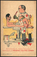 BRAZIL: Postcard With Advertising For Medicine, View Of Dr. Guerra Blessmann Amputating A Man's Leg, Artist Signed Ruben - Rio De Janeiro