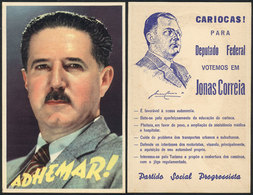 BRAZIL: Adhemar (Pereira De Barros), Politician, Two-time Governor Of The State Of Sao Paulo. With Advertisement On Reve - Rio De Janeiro