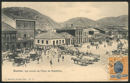 BRAZIL: SANTOS: Plaza Da Republica, Carriages, Ed. Marques Pereira, Used On 5/JUN/1906, VF Quality - Rio De Janeiro