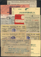BRAZIL: OLD AIRPLANE TICKETS: Lot Of 9 Air Tickets Used Between 1929 And 1951 + 1 Boarding Pass + 1 Envelope, Varied Air - Autres & Non Classés