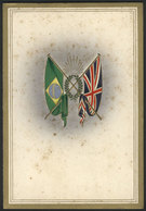 BRAZIL: Card With Flags Of Brazil And Great Britain, Cover Of A Dinner Menu?, Size 9.5 X 14 Cm - Altri & Non Classificati