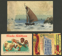 BRAZIL: Varied Lot: A Hand-painted Postcard, An Old Envelope Of Pelikan Ink, And A Label Of "Ao Cachimbo Turco", Some Wi - Autres & Non Classés