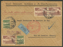 CZECHOSLOVAKIA: 10/DE/1935 Gablonz - Rio De Janeiro: Airmail Cover With Nice Postage, Sent Via Germany (DLH), VF Quality - Lettres & Documents