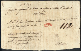 CUBA: Front Of An Official Folded Cover Sent From PUERTO PRÍNCIPE To Habana On 5/MAR/1832, With Red 2-line Mark And Manu - Autres & Non Classés