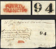 CUBA: Circa 1834, Front Of An Official Folded Cover Sent From PUERTO PRÍNCIPE To Habana, With Red 2-line Mark + "94" Rat - Andere & Zonder Classificatie