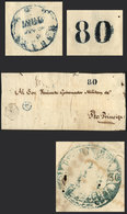 CUBA: Official Folded Cover Sent (circa 1847) From HABANA To Puerto Príncipe, With Dispatching Blue Datestamp, "80" Rati - Other & Unclassified