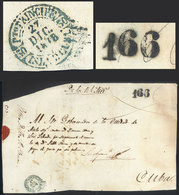 CUBA: Front Of An Official Folded Cover Sent From PUERTO PRÍNCIPE To Habana On 27/DE/1848, With Green Datestamp + "166"  - Autres & Non Classés