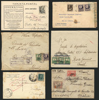 SPAIN: 4 Covers + 2 Cards Used Between 1936 And 1938 (most Sent To Brazil) With Interesting Censor Marks! - Lettres & Documents