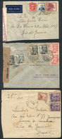 SPAIN: 3 Covers (2 Airmail) Sent To Rio De Janeiro Between 1937 And 1941, All CENSORED, Interesting! - Storia Postale