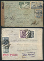 SPAIN: 2 Airmail Covers Sent To Sao Paulo In 1940 And 1945 From Barcelona And Madrid Respectively, Both Censored! - Covers & Documents