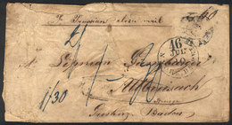 UNITED STATES: Circa 1872: Cover Sent To Germany With Interesting Postal Marks On Front And Back, With Defects But Very  - Marcophilie
