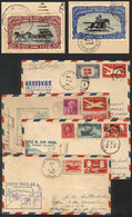 UNITED STATES: 4 Covers (FIRST FLIGHTS) Of 1947, Very Nice Special Markings, 2 With Attractive Cinderellas On Back (topi - Storia Postale