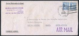 UNITED STATES: 4/JA/1949 New York - Rio De Janeiro: Airmail Cover Of The Brazilian Diplomatic Service (Brazilian Militar - Marcophilie