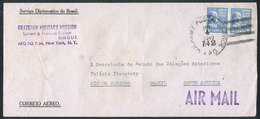 UNITED STATES: 4/JA/1949 New York - Rio De Janeiro: Airmail Cover Of The Brazilian Diplomatic Service (Brazilian Militar - Poststempel