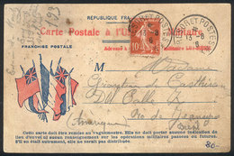 FRANCE: Postcard With Military Franchise, Sent To Brazil On 13/AU/1916 Franked With 10c., Interesting Use! - Altri & Non Classificati