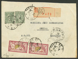 FRANCE: 18/JUL/1924 Paris - Caxias (Brazil): Registered Cover Franked With 2.30Fr., VF Quality! - Andere & Zonder Classificatie