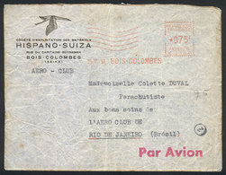 FRANCE: Airmail Cover Sent To Aviator And Parachutist COLETTE DUVAL On 23/MAY/1956 During Her Stay In Rio De Janeiro, Wh - Andere & Zonder Classificatie