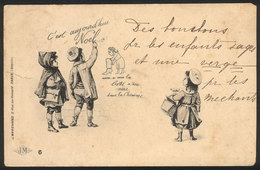 FRANCE: Christmas, Children Writing On Wall, Ed. J.Marchand, Sent To Brazil On 31/DE/02, Minor Defect (tear At Left), VF - Autres & Non Classés