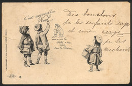 FRANCE: Christmas, Children Writing On Wall, Ed. J.Marchand, Sent To Brazil On 31/DE/02, Minor Defect (tear At Left), VF - Other & Unclassified