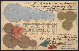 FRANCE: Beautiful PC Illustrated With Old Coins, Used In Argentina In 1905, VF Quality! - Autres & Non Classés