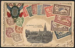 FRANCE: Basilica Of PARAY LE MONIAL And Postage Stamps, Postcard Sent From Paray To Brazil In JUN/1905, With Several Can - Sonstige & Ohne Zuordnung