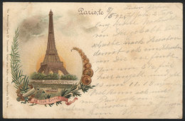 FRANCE: EIFFELL TOWER, Handsome Litho PC Used In 1897, Fine Quality! - Sonstige & Ohne Zuordnung