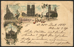 FRANCE: PARIS: Notre Dame And Other Small Views, Colored Litho PC, Ed. Seughol & Magdelin, Sent To Germany On 30/DE/1897 - Sonstige & Ohne Zuordnung