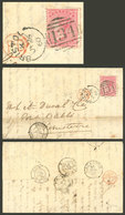 GREAT BRITAIN: 26/JUL/1860 Bristol - Finisterre: Entire Letter Franked With 4p. Rose, With A Number Of Postal Marks On F - ...-1840 Prephilately