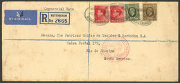 GREAT BRITAIN: 6/JA/1937 Nottingham - Rio De Janeiro, Registered Airmail Cover Sent With "commercial Rate" Via Germany ( - ...-1840 Precursori