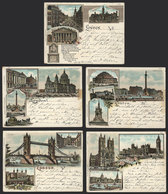 GREAT BRITAIN: LONDON: 5 Small-sized PCs, All With Nice Views, Ed.Sandle Brothers, Sent From Brazil To Germany On 17/NO/ - Sonstige & Ohne Zuordnung