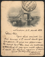 GREAT BRITAIN: LONDON: Tower Bridge, Small-sized PC! Sent To Portugal On 25/MAR/1898, VF Quality! - Other & Unclassified