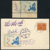 NETHERLANDS: Card Flown By ROCKET On 20/JA/1962 + Special Cinderella, All With Signatures, Interesting! - Marcophilie