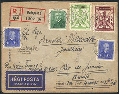 HUNGARY: Registered Airmail Cover Sent From Budapest To Brazil On 17/OC/1933 With Very Nice Postage, Fine Quality! - Autres & Non Classés