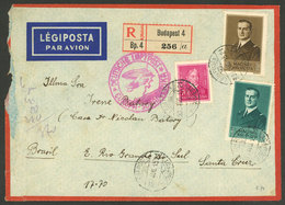 HUNGARY: 15/AU/1939 Budapest - Brazil: Registered Airmail Cover, Sent Via Germany (DLH) - Autres & Non Classés