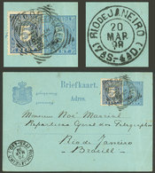 NETHERLANDS INDIES: Postal Card With Additional Postage Sent To Brazil On 22/JA/1898, Light Tear In The Right Border Els - Autres & Non Classés