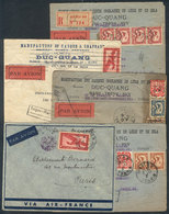 INDOCHINA: 5 Covers Sent By Airmail From Hanoi And Saigon To France Between 1932 And 1934, Very Nice Postages And Postal - Other & Unclassified