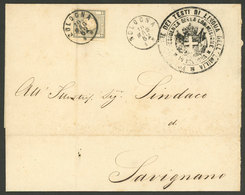 ITALY: Folded Cover Sent From Bologna To Savignano On 10/MAY/1862, Franked With 2c. Newspaper Stamp Of Sardinia (Sc.P2), - Other & Unclassified