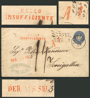 ITALY: 10S. Stationery Envelope Sent From VENEZIA To Senigallia On 7/OC/1864, Attractive Red Marks For INSUFFICIENT POST - Altri & Non Classificati