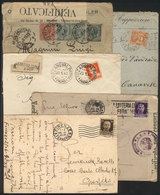 ITALY: 5 Covers Or Cards Used Between 1889 And 1942, With Interesting Markings And Some Censored! - Other & Unclassified