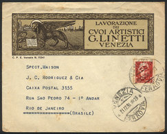 ITALY: Cover With Very Handsome Commercial Corner Card Sent From Venezia To Rio De Janeiro On 31/DE/1936 Franked With 2L - Autres & Non Classés