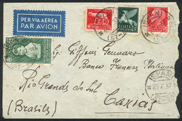ITALY: Airmail Cover Franked With 11L. Combining Twin Values Of 5L., Sent From Ispani To Brazil On 23/JUL/1937, With Min - Other & Unclassified