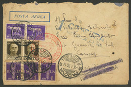 ITALY: 3/JA/1938 Padova - Brazil: Airmail Cover Sent Via Germany (DLH) With Attractive Postage, Defects, Brazilian Censo - Autres & Non Classés