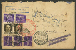 ITALY: 3/JA/1938 Padova - Brazil: Airmail Cover Sent Via Germany (DLH) With Attractive Postage, Defects, Brazilian Censo - Altri & Non Classificati