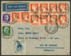 ITALY: 1/MAR/1938 Treviso - Rio De Janeiro: Airmail Cover Sent Via Germany (DLH) With Attractive Franking, Some Small De - Autres & Non Classés