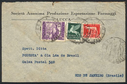 ITALY: Airmail Cover Sent From Lucca To Rio De Janeiro On 5/DE/1938 Franked With 11L, Very Nice And Interesting! - Andere & Zonder Classificatie