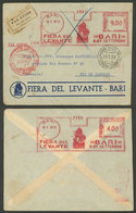 ITALY: 16/JA/1939 Bari - Rio De Janeiro: Registered Airmail Cover, Sent Via Germany (DLH) With Very Attractive Meter Pos - Andere & Zonder Classificatie